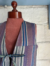 Load image into Gallery viewer, Kantha stripe blue Indian waistcoat -S