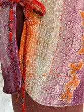 Load image into Gallery viewer, Kantha purple/orange Indian waistcoat -L