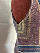 Load image into Gallery viewer, Kantha stripe blue Indian waistcoat -S