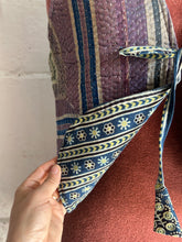 Load image into Gallery viewer, Kantha stripe blue Indian waistcoat -S