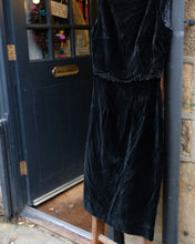 Load image into Gallery viewer, 1960's Velvet Wiggle Dress with Tassels and Scalloped cut, size 6-8