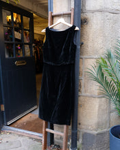 Load image into Gallery viewer, 1960's Velvet Wiggle Dress with Tassels and Scalloped cut, size 6-8