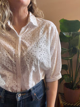 Load image into Gallery viewer, Cotton broderie anglaise v shape shirt
