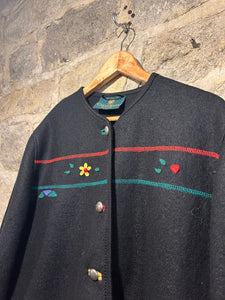 Folky black embroidered jacket