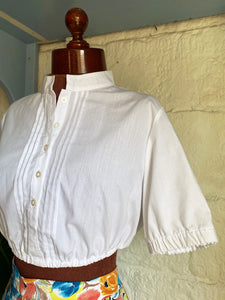 Grandad Collar Cotton Blouse - 8/10