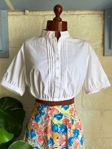 Grandad Collar Cotton Blouse - 8/10