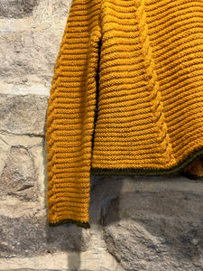 Mustard cropped hand knit cardigan