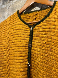 Mustard cropped hand knit cardigan