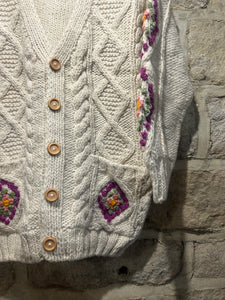 Aran knit cream cardigan