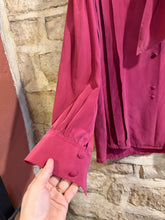 Load image into Gallery viewer, All silk pussy bow burgundy shirt
