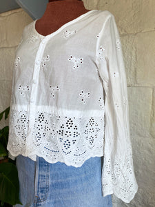 Long Sleeve Broderie Anglaise Top - 12