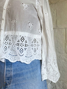 Long Sleeve Broderie Anglaise Top - 12