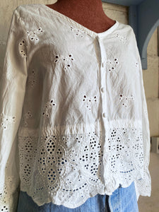 Long Sleeve Broderie Anglaise Top - 12