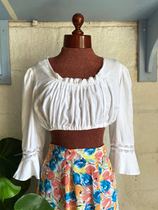 Peplum Sleeve Gathered Cropped Blouse - 10