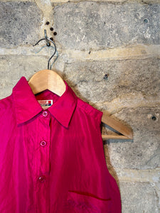 1980s cerise pink silk blouse