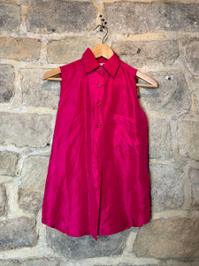 1980s cerise pink silk blouse