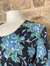 Load image into Gallery viewer, 1960s blue floral big sleeve dress
